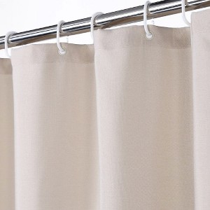 Flax Linen Like 240GSM Heavy Weight Fabric Shower Curtain for Bathroom - 1 of 4