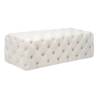 Kaylee 49" Velvet Ottoman Cream 49.2"W x 21.3"D x 15.5"H