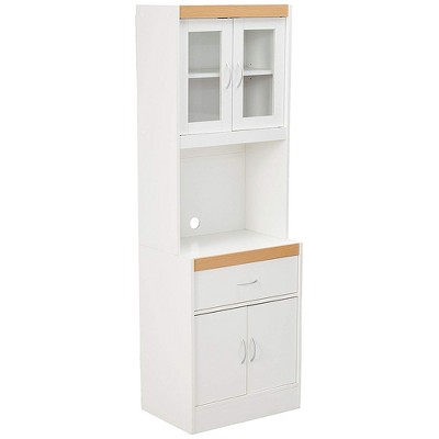 Photo 1 of Hodedah Freestanding Kitchen Storage Cabinet w/ Open Space for Microwave, White