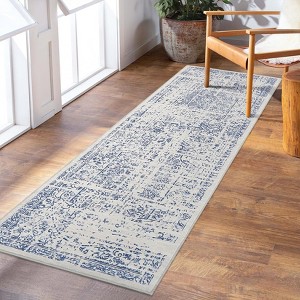 Vintage Floral Area Rug, Elegant Thin Carpet with Refined Design, Easy-Clean Low Pile for Living Room, Bedroom, Entryway - 1 of 4