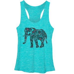 Women's Lost Gods Henna Elephant Racerback Tank Top - 1 of 3