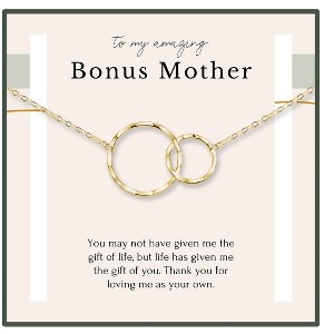 HOPE LOVE SHINE Bonus Mom Wedding Gift from Bride Groom Wedding Necklace Sterling Silver Gold 2 Rings 18" - 1 of 4