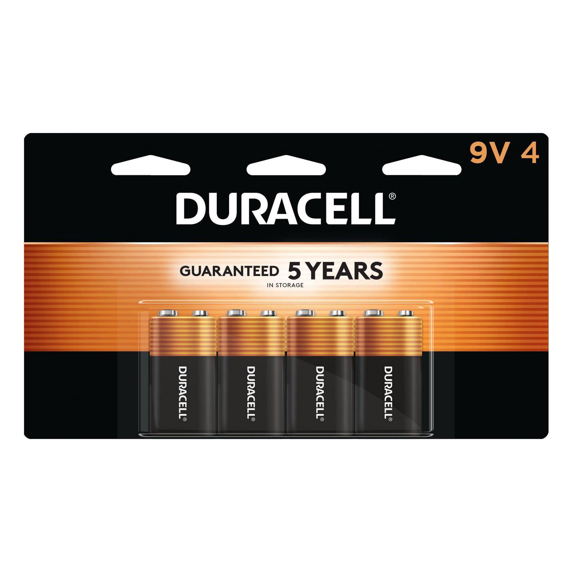 Duracell Coppertop 9V Batteries - 4pk Alkaline Battery: Household Single-Use, 9.000V