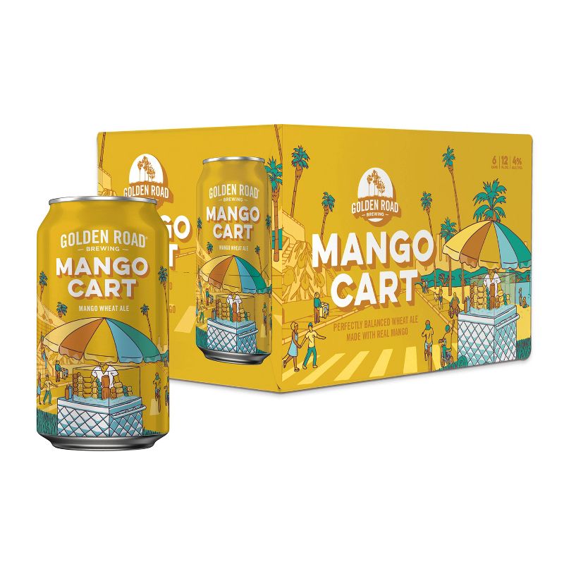 Golden Road Mango Cart Wheat Ale Beer - 6pk/12 fl oz Cans, 1 of 13