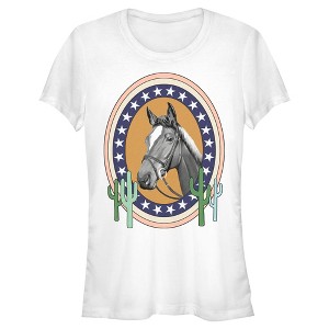 Juniors Womens Lost Gods Horse Star Frame Portrait T-Shirt - 1 of 4