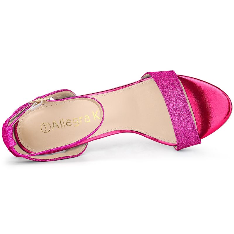 Allegra K Women's Glitter Ankle Strap Stiletto High Heel Sandals, 5 of 8