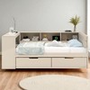 Mshliw Twin Size Platform Bed with Upholstered Headboard, Storage Shelves, 2 Drawers, Charging Station, Solid Wood Frame - 3 of 4