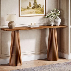 Lantine 63-Inch Long Console Table for Entryway, Wooden Sofa Table Behind The Couch, Farmhouse Entryway Furniture for Living Room, Hallway, Brown - 1 of 4