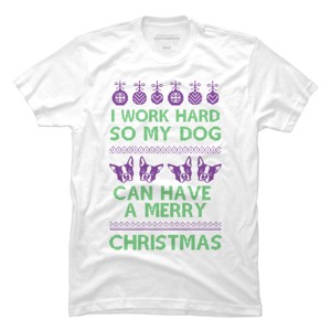 Men's Design By Humans Dog Christmas By AmberDawn888 T-Shirt - 1 of 4