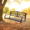 Outsunny Steel Hanging Porch Swing, Fleur-de-Lis Design Outdoor Swing Seat Bench with Chains for the Yard, Deck, & Backyard, 485 LBS Weight Capacity - 3 of 4