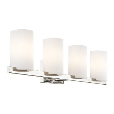 Polished Chrome 4-Light Vanity with Satin Opal Glass Shades
