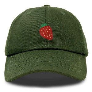 Dalix Strawberry Embroidered Cotton Dad Hat Fruit Adjustable Casual Baseball Cap Nature Womens - 1 of 4