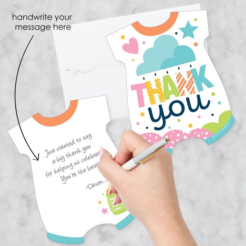 Big Dot of Happiness Colorful Baby Shower - Shaped Thank You Cards - Gender Neutral Party Thank You Note Cards with Envelopes - Set of 12, 2 of 8