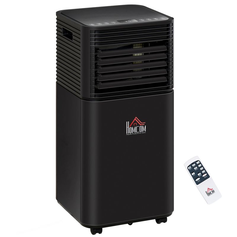 HOMCOM 10000 BTU Mobile Portable Air Conditioner for Home Office Cooling, Dehumidifier, Ventilating w/ Remote, LED Display, 24H Timer, Black, 1 of 7