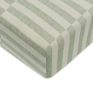 Babyletto Muslin Crib Sheet, GOTS Certified Organic Cotton - Moss Stripe - 1 of 4