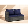 Mshliw 6-Piece Outdoor Wicker Furniture Set with Cushions & Glass Table - All-Weather Patio Sofa for Backyard, Garden, and Porch-Dark Blue - 4 of 4