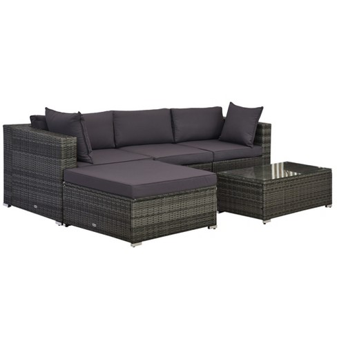 Outsunny 5 Piece Patio Wicker Furniture Set Outdoor Sectional