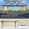 HAPPATIO 10' X 13' Outdoor Pergola with Sling Retractable Canopy and Woodgrain Aluminum Frame, Arched Pergola for Patio, Deck, Backyard, Garden - 3 of 4