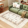 HOMCOM Machine Washable Area Rug 5x7, Non-Slip Boho Flannel Print Floor Cover Foldable Carpet for Living Room, Bedroom, Dining Room, Brown - 2 of 4