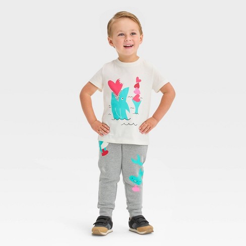 Toddler Boys' Short Sleeve Valentine's Day Shark Printed Graphic T