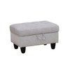DOMETOUR Gray White Flannel Storage Ottoman - Versatile Living Room Footstool with Hidden Compartment - 3 of 4