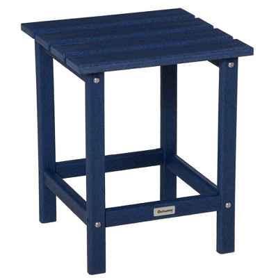 Outsunny Patio Side Table, 18" Square Outdoor End Table, HDPE Plastic Tea Table for Adirondack Chair, Backyard or Lawn