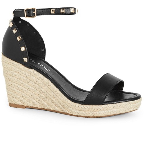 Women's Electric Gold Stud Hardware Wedge - black | CITY CHIC - image 1 of 4