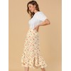 INSPIRE CHIC Women's Chiffon Elastic Waist Ruffle Tiered Flowy Midi Floral Printed Skirts - 4 of 4