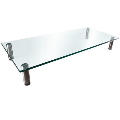 Monoprice Multimedia Riser Desktop Monitor Stand - Medium, 25.6 x 11.0 Inches, Clear Glass - Workstream Collection