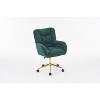 Velvet/Teddy Fabric 360 Swivel Home Office Chair With Gold Metal Base And Universal Wheels, Height-Adjustable Task Chair 4L - ModernLuxe - 4 of 4
