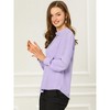 INSPIRE CHIC Women's Office Keyhole Elegant Stand Collar Long Sleeve Back Neck Button Blouse - 4 of 4