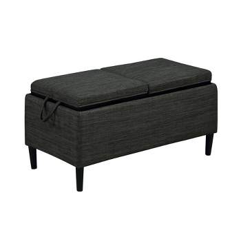 Breighton Home Designs4Comfort Magnolia Storage Ottoman with Reversible Trays Dark Charcoal Gray Fabric