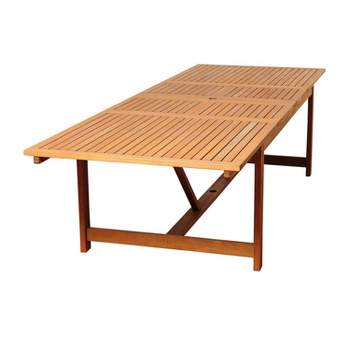 Gerald 11pc Eucalyptus Wood Extendable Rectangular Patio Table Set - International Home Miami