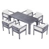 Kumasinova 7 Pcs 70.8" Patio Dining Table Set with 6 Armchairs,Acacia Wood Patio Furniture Set with Removable Cushions for Backyard&Garden,Gray - 4 of 4