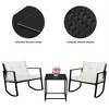 TROPOW 3-Piece Outdoor Rocking Bistro Set - Modern Wicker Patio Furniture with Rocking Chairs & Glass Coffee Table Conversation Sets - 3 of 4