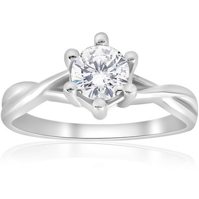 Pompeii3 3/4 ct Twist Solitaire Diamond Engagement Ring 14K White Gold