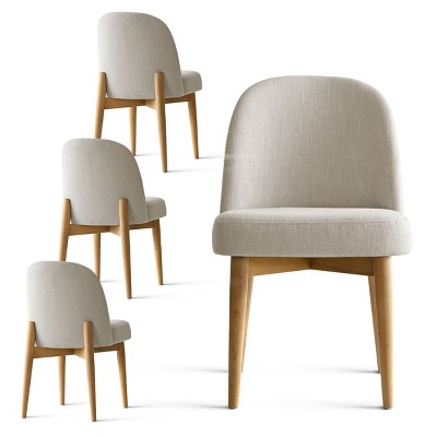 Upholstered Linen Dining Chairs with Solid Wood Legs, Modern Armless Fabric Chairs for Dining Room or Kitchen Table-Maison Boucle