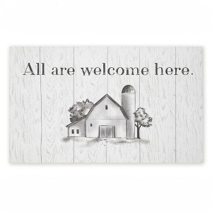 Stupell Industries All Are Welcome Barn Printed Outdoor Door Mat, design by Emily Call, 18"x30" - 1 of 4