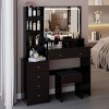 Vanity Table with Touch Sliding Tri-Color LED Mirror,Cushioned Stool and Storage Drawer for Small Space–The Pop Home - 3 of 4