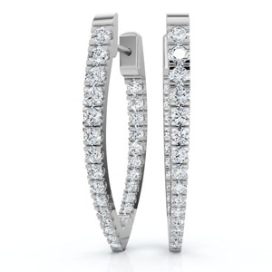 Pompeii3 .90Ct Diamond Hoops Inside Outside Gold Lab Created 1" Tall - 1 of 4
