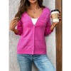 Coolmee  Womens Lightweight Summer Cropped Cardigan 3/4 Sleeve Button up Thin Bolero Crochet Knit Shrug Sweater - 3 of 4