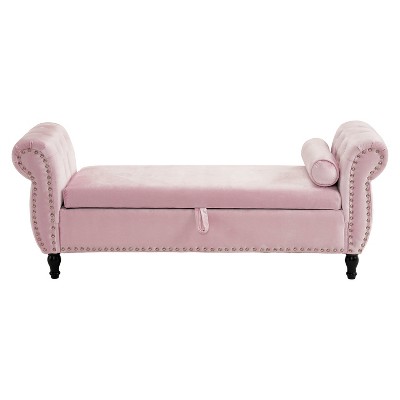 Christopher Knight Home Xanthia Velvet Multifuntional Storage Ottoman Bench with Pillow