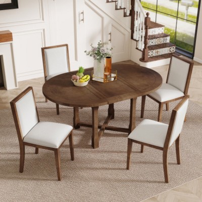 5-PCS Outdoor Patio Dining Sets with Extendable Dining Table & 4 Armless Chairs ,Outdoor Dining Furniture for Backyard or Porch-Maison Boucle