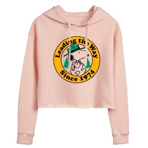 Women's - Peanuts - Snoopy Leading The Way Cropped Graphic Hoodie - 1 of 3