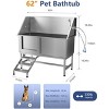 62" Stainless Steel Dog Grooming Bathtub, Pet Bathing Station with Left Side Door, Stairs, Faucet & Sprayer for Large Dogs - 2 of 4