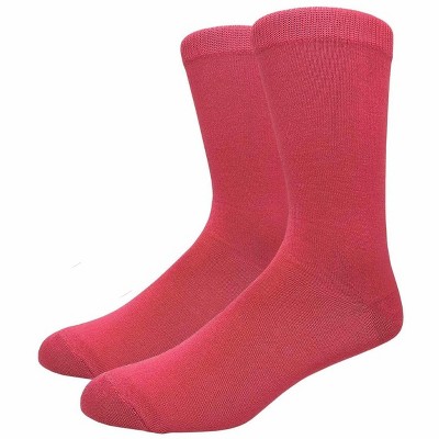 Solid Color Crew Cotton Dress Socks  from the Sock Panda (Men's Sizes, Adult Large) - Hot Pink