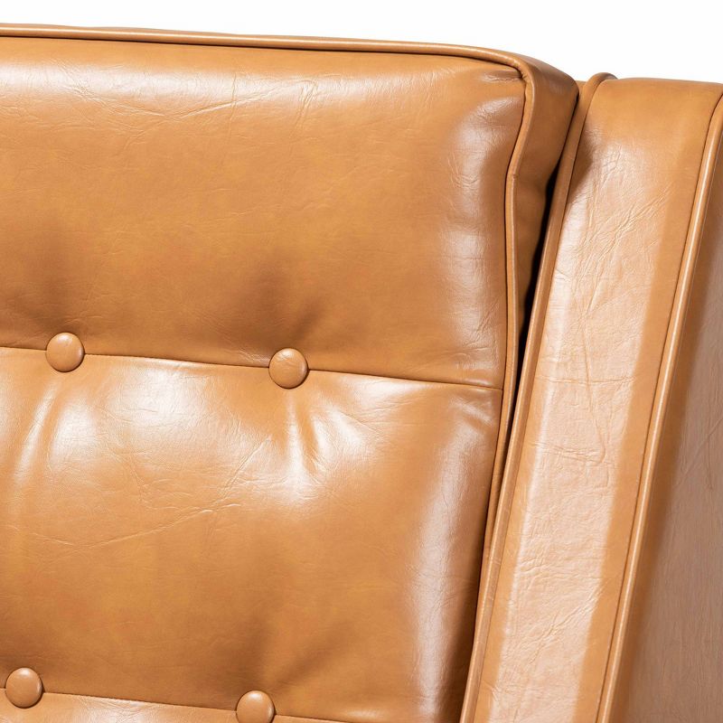 Daley Tan Faux Leather Upholstered and Wood Lounge Armchair Brown - Baxton Studio, 6 of 12