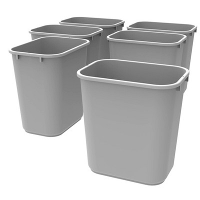 6pk Medium Waste Basket Gray - Storex