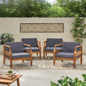 Christopher Knight Home Bianca Outdoor Acacia Wood Club Chairs with Cushions - 1 of 4