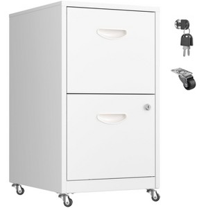 ZACHVO 18 Inch Deep 2 Drawer White Mobile Metal Filing Cabinet for Letter-Size with Lock, Home Office Storage - 1 of 4